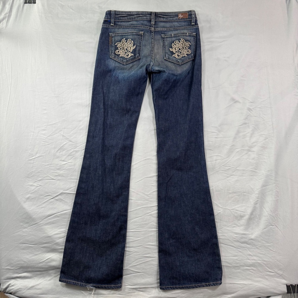 Paige Premium Denim Flare Jeans Hollywood Hills Women's 28 Y2K Embroidery - Picture 3 of 13